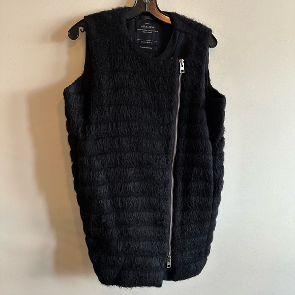 ALL SAINTS Italian Cloth Black Vest Virgin Wool + Alpaca - Size US 6 - Picture 2 of 7